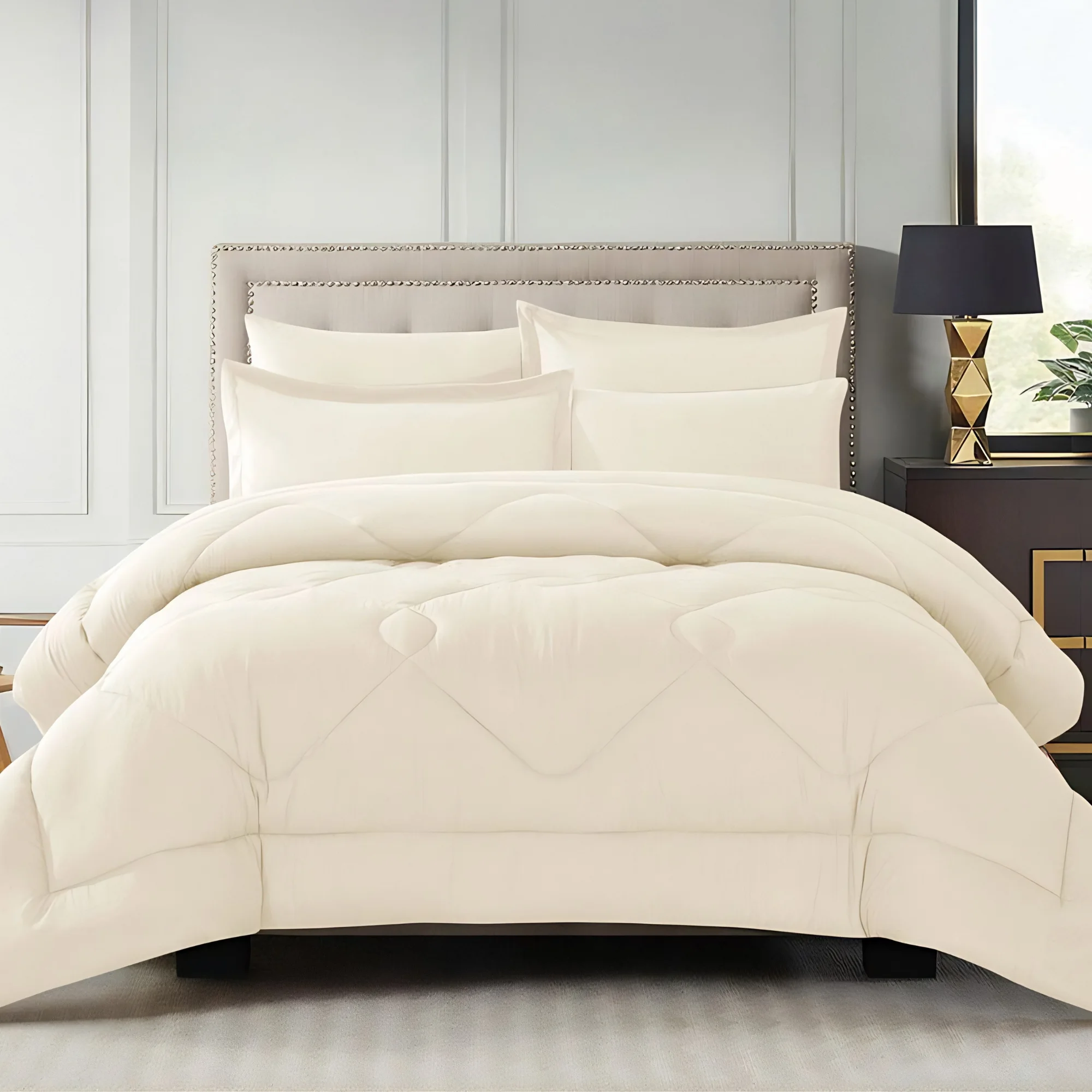 مفرش فندقي سادة مفرد عريض 4 قطع