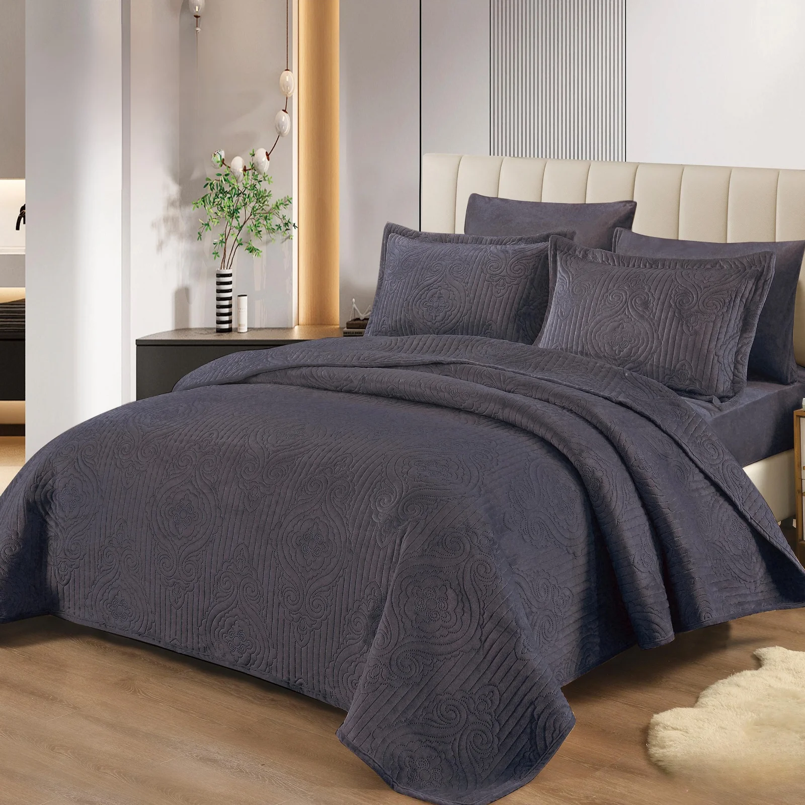 مفرش لؤلؤة صيفي بتصميم فاخر مزدوج 6 قطع