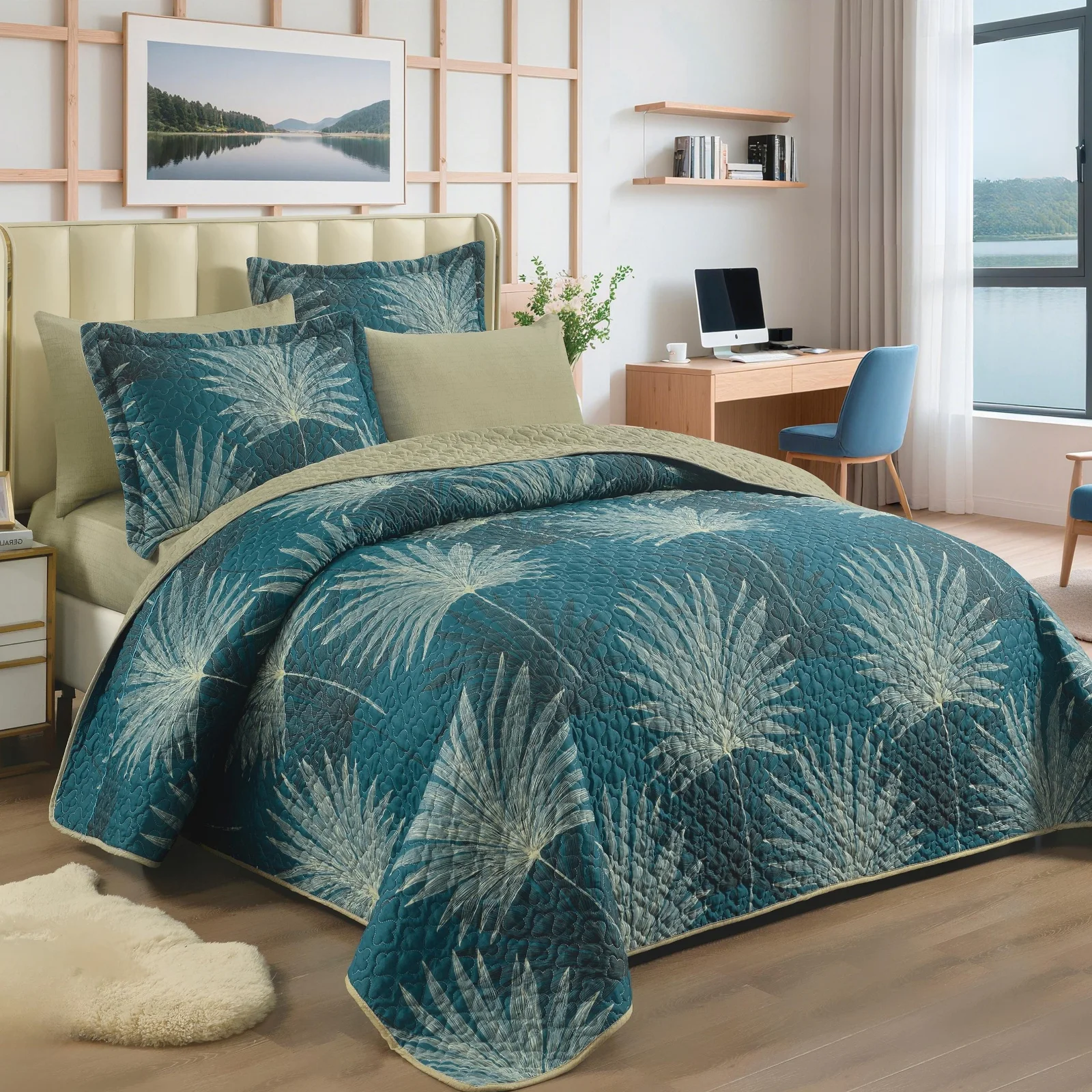 مفرش بيرل الصيفي 6 قطع للمزدوج بألوان رومانسية راقية