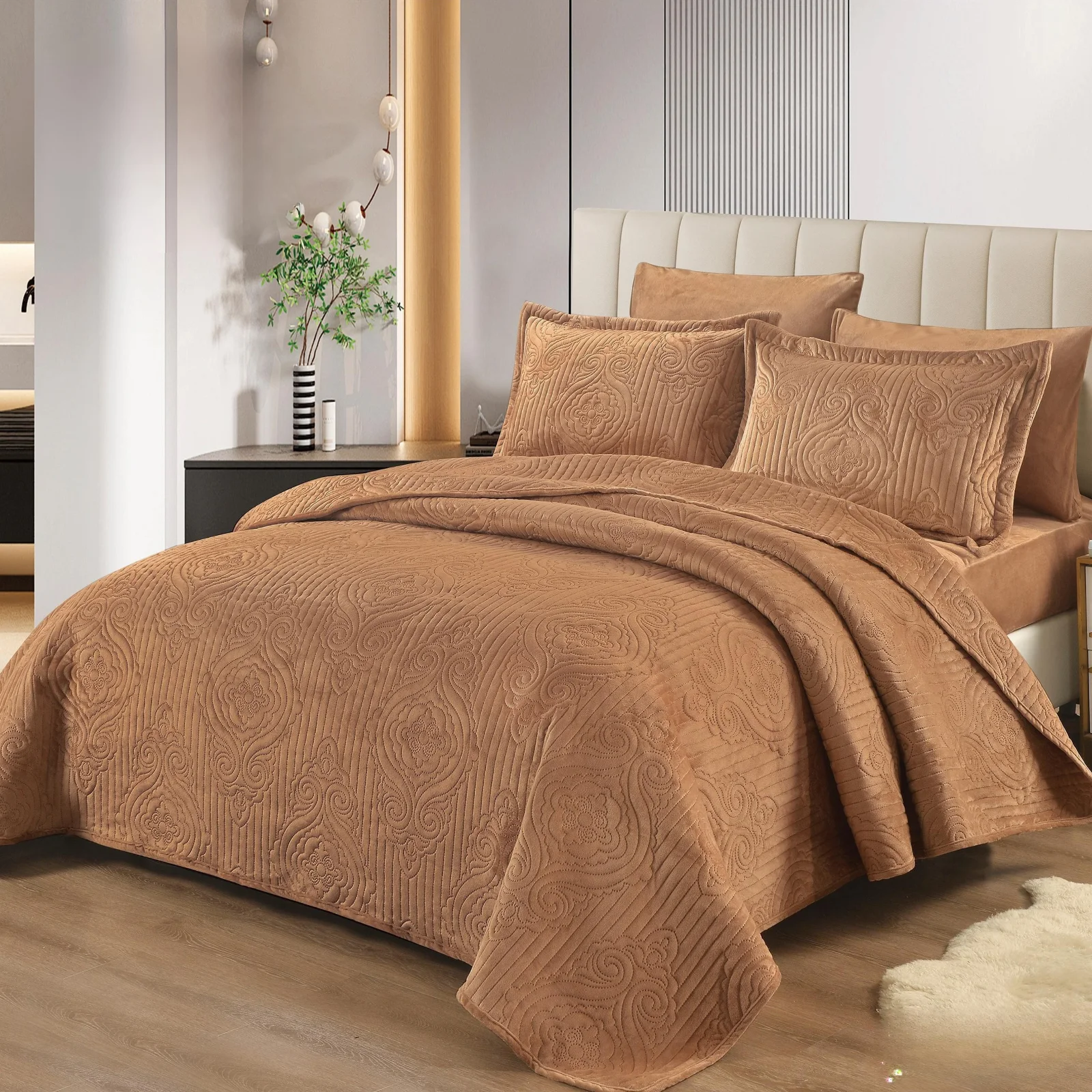 مفرش لؤلؤة صيفي بتصميم فاخر مزدوج 6 قطع