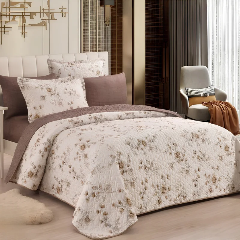 مفرش بيرل الصيفي 6 قطع للمزدوج أناقة الأزهار في غرفتكِ