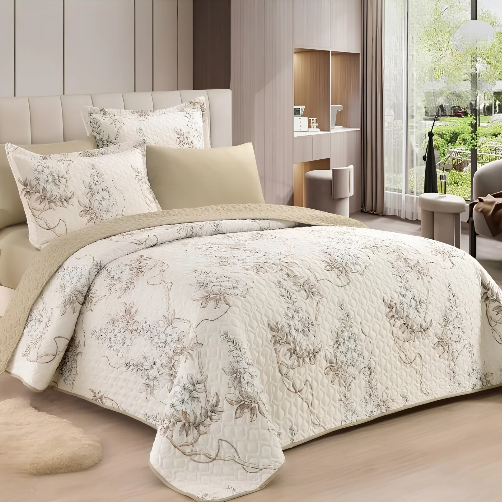 مفرش بيرل الصيفي المبطن 6 قطع مزدوج 8 ألوان أنيقة