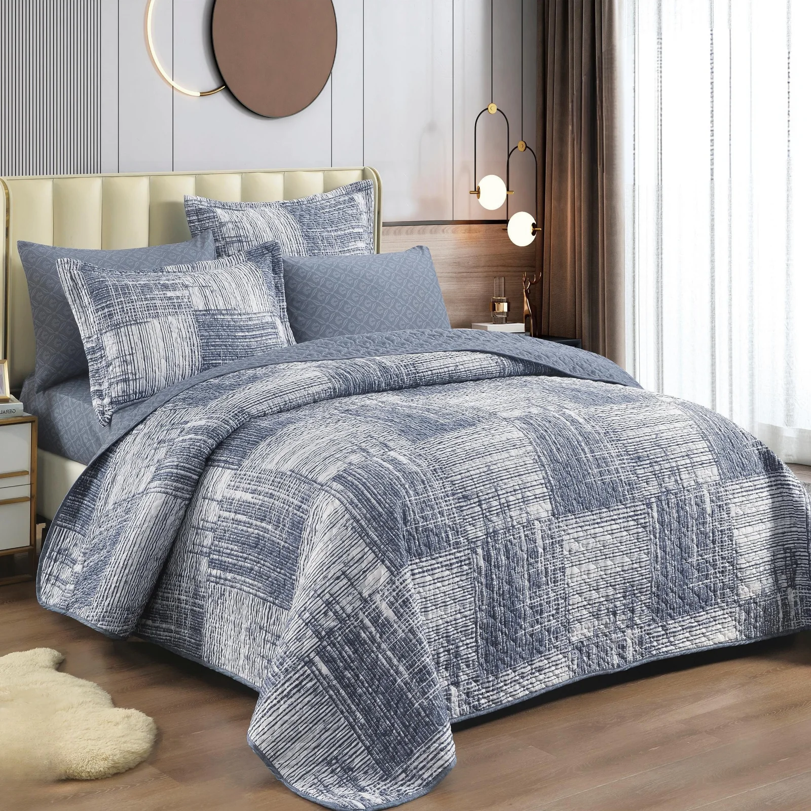 مفرش بيرل الصيفي 6 قطع للمزدوج بألوان رومانسية راقية