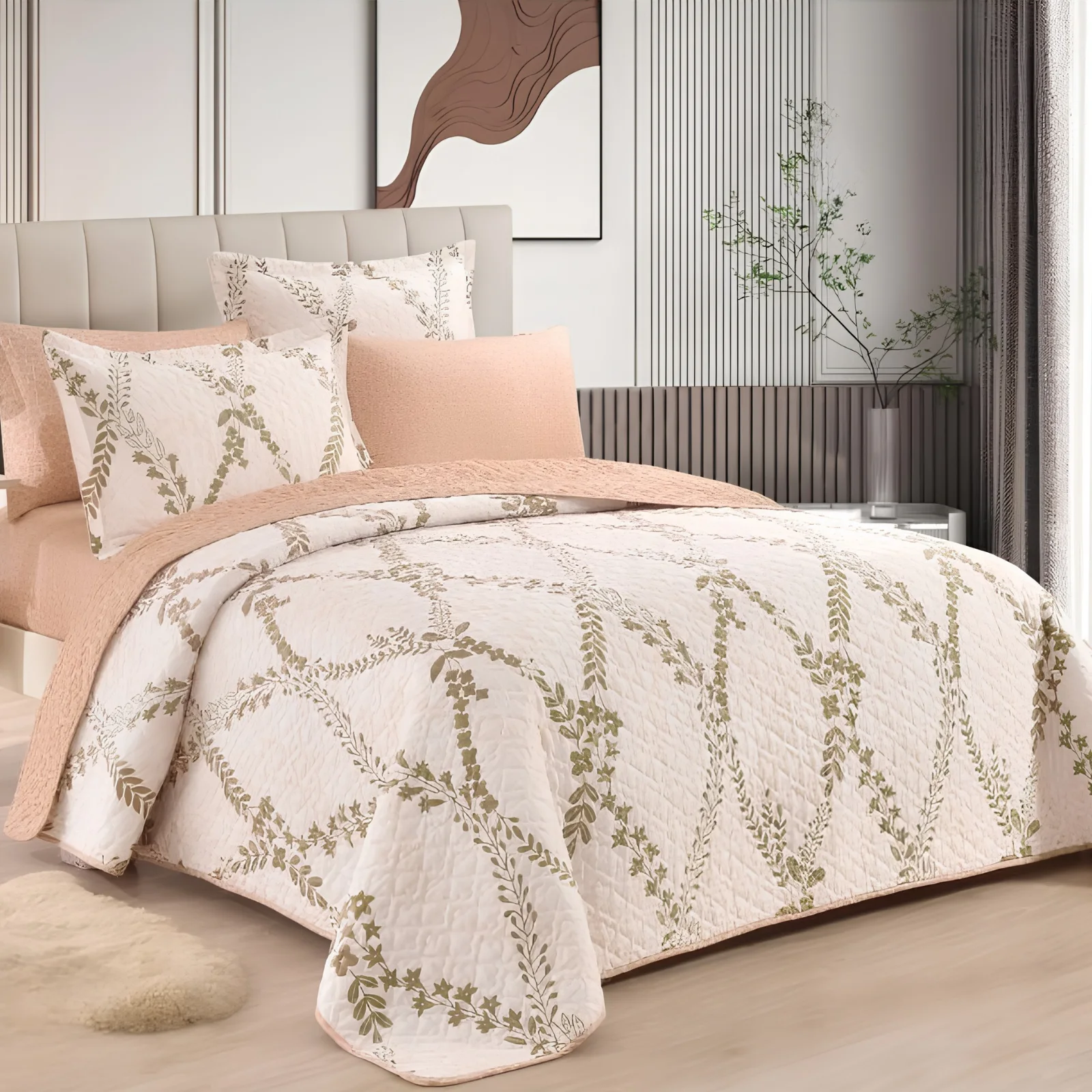 مفرش بيرل الصيفي المبطن 6 قطع مزدوج 8 ألوان أنيقة