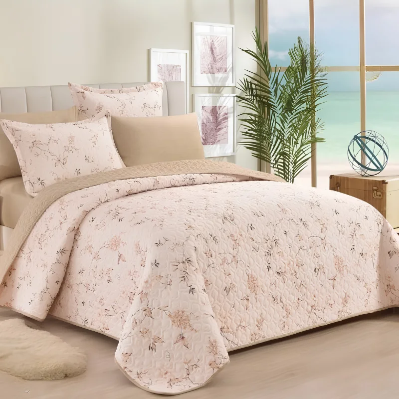 مفرش بيرل الصيفي 6 قطع للمزدوج أناقة الأزهار في غرفتكِ