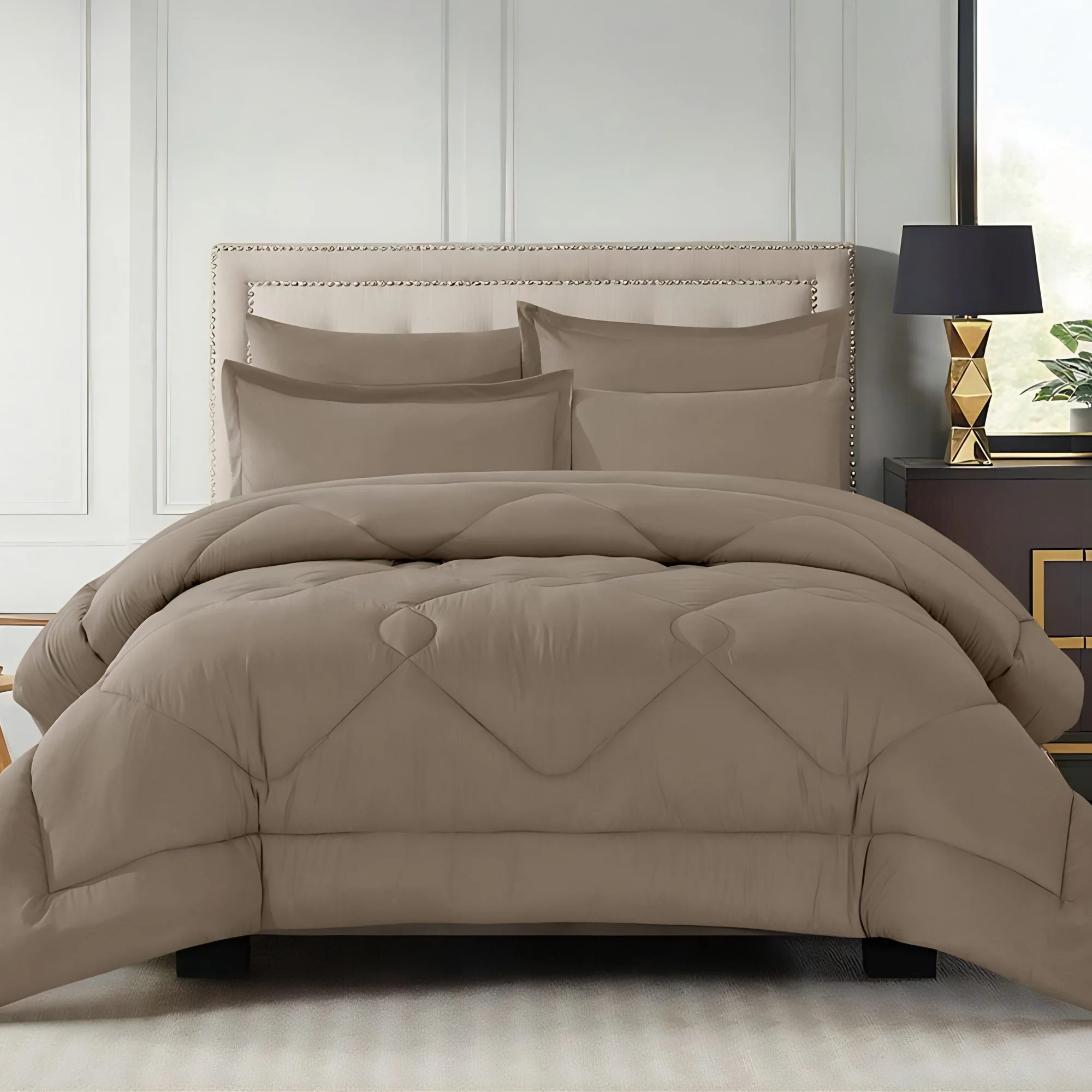 مفرش فندقي سادة مفرد عريض 4 قطع