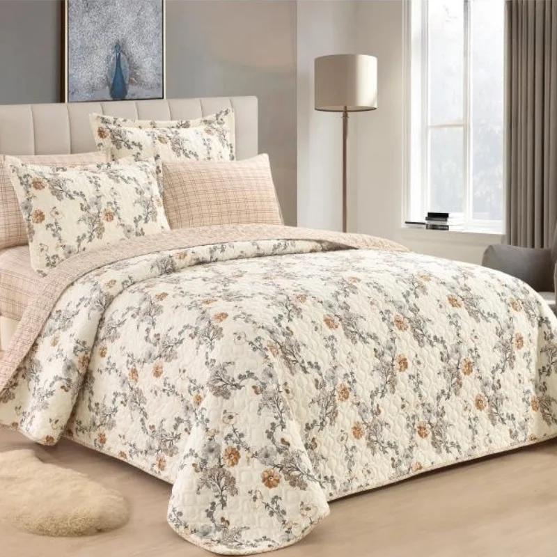 مفرش بيرل الصيفي 6 قطع للمزدوج أناقة الأزهار في غرفتكِ