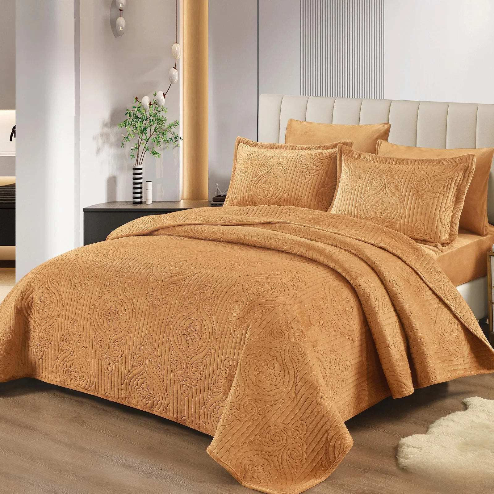 مفرش لؤلؤة صيفي بتصميم فاخر مزدوج 6 قطع