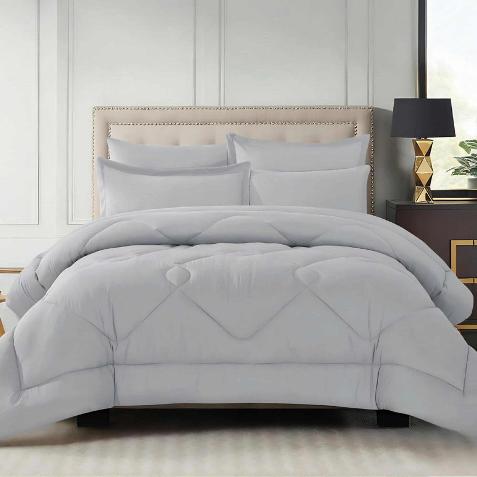 مفرش فندقي سادة لنفرين 6 قطع