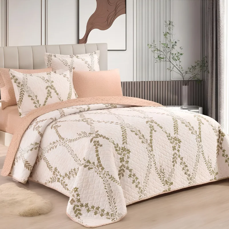 أبيض بأغصان زيتونية هندسية