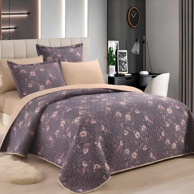 بنفسجي/موف بأزهار وردية