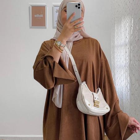 Abaya Ample en Velours Côtelé