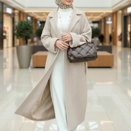 Manteau Long Élégant en Laine