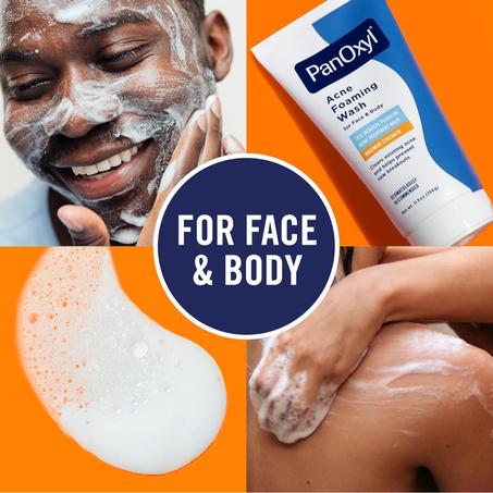 PanOxyl, Nettoyant moussant contre l'acné, Peroxyde de benzoyle 10 %, Force maximale