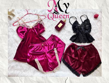 Ensemble 4 Pièces  satin + moubra