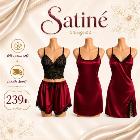 ENSEMBLE 3 PIÈCES SATINE