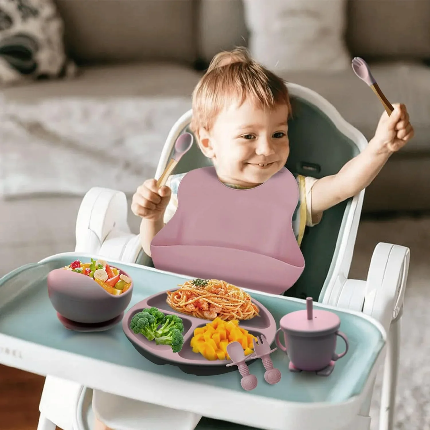 Set repas en silicone 8 pièces