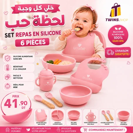 Set repas en silicone 6 pièces