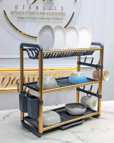 Egouttoir de Vaisselle 3 Etages en Aluminium