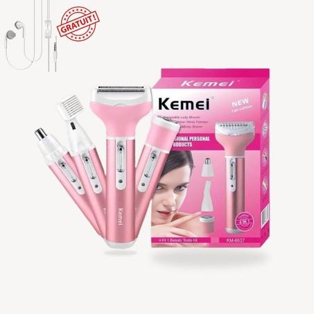 ماكينة إزالة الشعر النسائية متعددة الوظائف Kemei 4 في 1 – للعناية الكاملة بالجسم والوجه