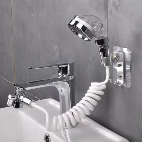 Douchette pour Lavabo, Douchette de Salle de Bain, Tuyau Télescopique, Parfait pour Laver les Cheveux ou Nettoyer le Lavabo (Robinet pas Inclu)