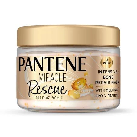 Mascarilla para cabello Pantene Miracle Rescue, reparación intensiva de enlaces con perlas Pro-V derretidas, elimina el daño, construye enlaces, fortalece contra el daño, acondicionamiento pr