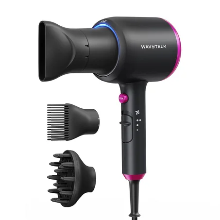 Secador de pelo Wavytalk con difusor, secador iónico Blown Away para cabello rizado con peine, secador de 1875 W de secado rápido con tecnología de cerámica, 3 accesorios para todo tipo de ca