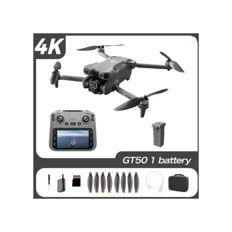 Drone GT50 Pro GPS 4K avec Double Caméra, Moteurs Brushless et Télécommande à Écran – Design Premium
