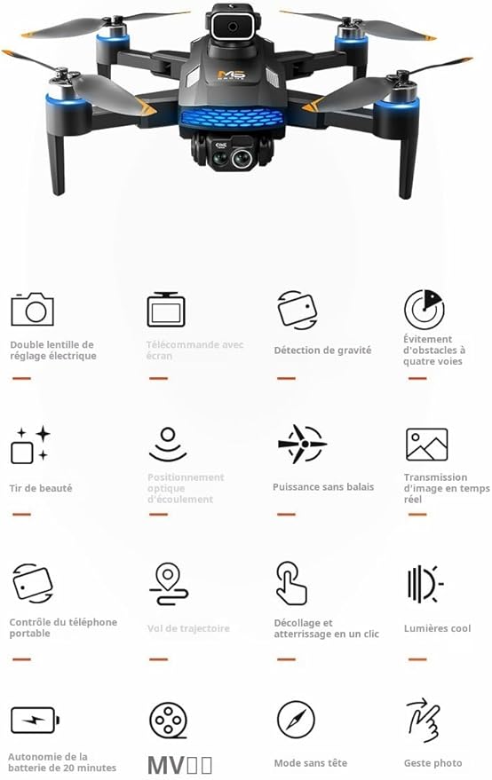 Drone Xiaomi M6 8K – Caméra 8K, WiFi 5G & Télécommande Écran.