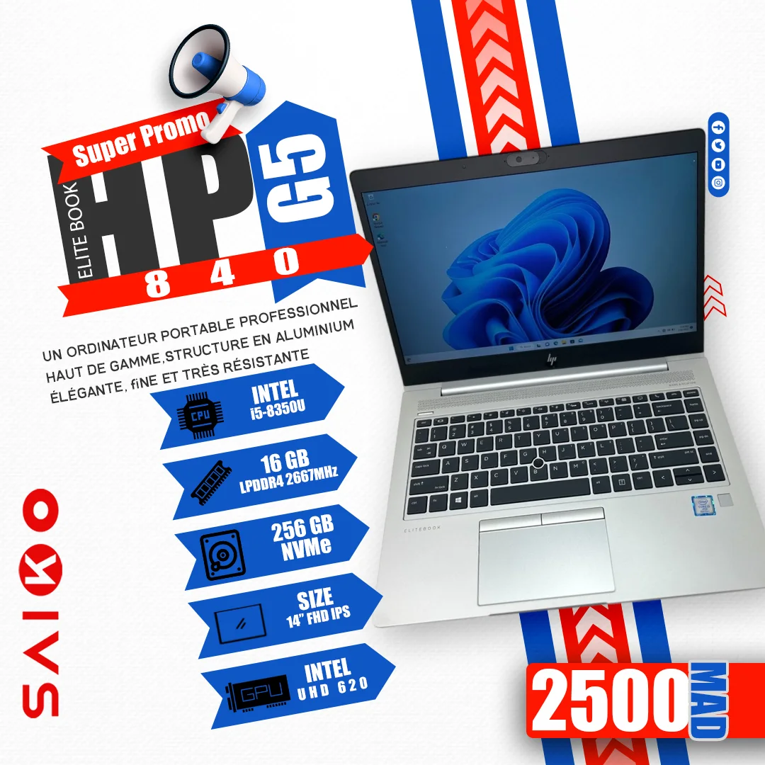 HP ELITEBOOK 840 G5 I5 8TH 16Go 256Go NVMe