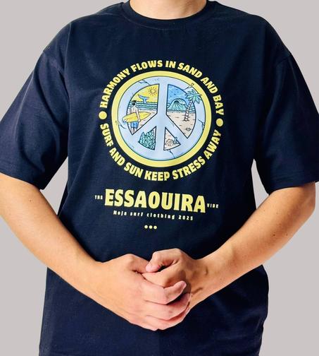 Black t-shirt :  Essaouira Surfing