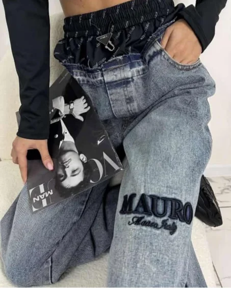 Jeans prada mix tissu