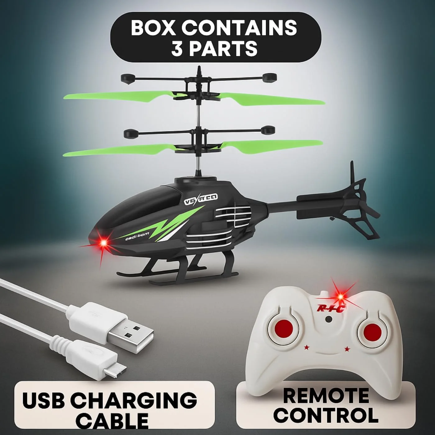 هليكوبتر أطفال بالتحكم عن بعد قابلة للشحن - طائرة هليكوبتر RC كبيرة الحجم مع أضواء LED وجيروسكوب للطيران الداخلي والخارجي