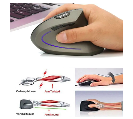 Wireless Vertical Mouse, 600mAh Rechargeable Ergonomic Optical Mouse with 6 Buttons; Prevention of Syndrome and Epicondylitis