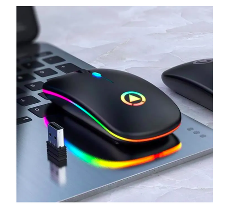 Ergonomic Wireless Mouse Rechargeable Silent LED Backlit Cute Mini Mouse Works for PC Computers Black