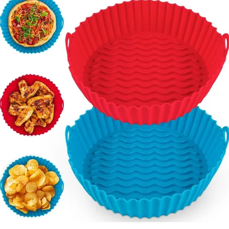 Pack de 3 Pièces Moule Air Fryer en Silicone,Panier Réutilisable pour friteuse à air et four