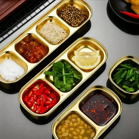 صينية تقديم ذهبية بيضاوية من الفولاذ المقاوم للصدأ + كوبان مزدوجان للقهوة والشاي - طقم أنيق للضيافة