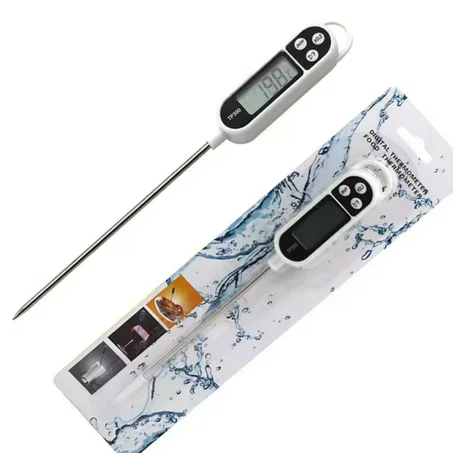 Thermomètre Cuisine Digital avec Sonde Longue 14,5 cm - Lecture Instantanée Haute Précision ±1°C - Écran LCD Ultra Clair - Thermomètre Alimentaire pour BBQ, Viande, Friture, Lait