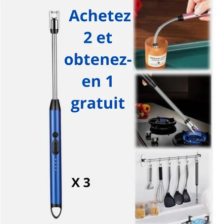 Briquet Électrique USB Rechargeable – Arc Plasma Sans Flamme, Flexible 360°, Coupe-Vent, Idéal pour Cuisinière à Gaz & Barbecue