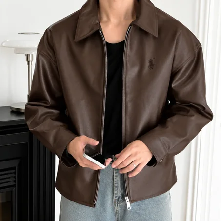 BROWN POLO LEATHER JACKET