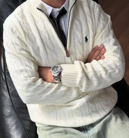 BEIGE POLO SWEATSHIRT