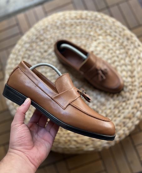 Mocassin à pampilles CUIR tabac