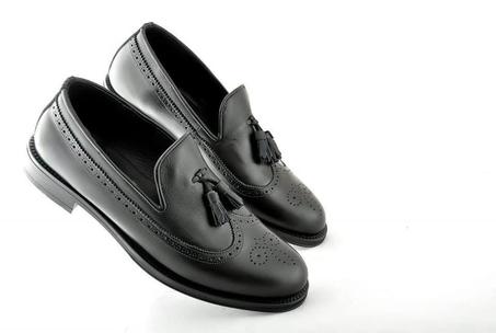 mocassin noir cuir