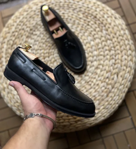 Mocassin à pampilles Rosano cuir noir