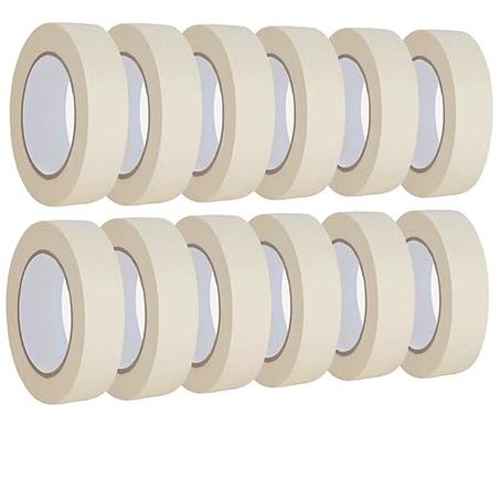 Lazybug studio Cinta adhesiva de 1 pulgada, paquete de 12 unidades, cinta adhesiva de pintura a granel para uso general, 1 pulgada x 55 yardas x 12 rollos, 660 yardas en total