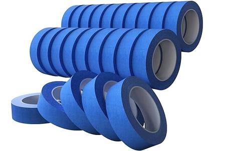 SWRT Blue Painter's Tape - Cinta adhesiva de 1 pulgada x 55 yardas x 24 rollos (1320 yardas en total) - Cinta adhesiva multisuperficie, eliminación limpia, sin residuos, para paredes, recorte