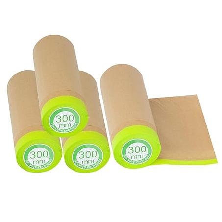 Papel de enmascarar precintado para pintar, 12 pulgadas x 50 pies, cinta y papel para pintores, rollo de papel protector adhesivo de pintura para cubrir zócalos, marcos, automóviles y carroce