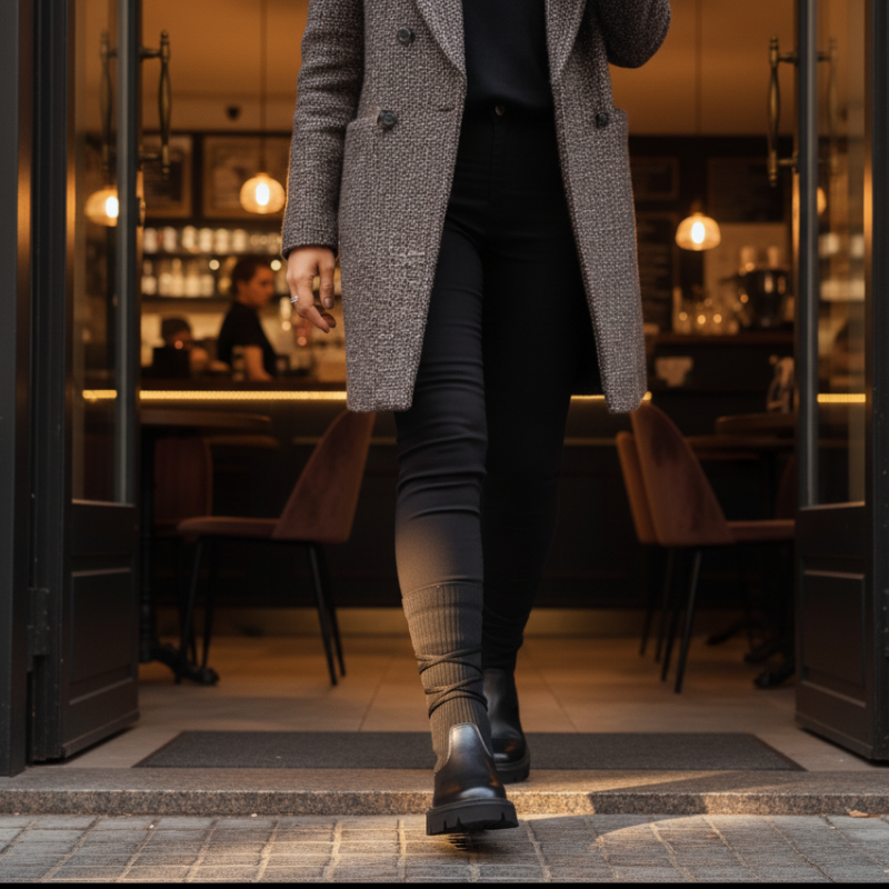 حذاء عصري مع جوارب طويلة