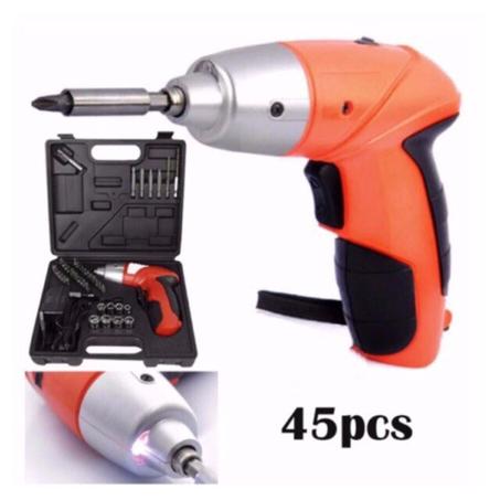 مفك البراغي + 45 قطعة من الاكسسوارات + صندوق ادوات