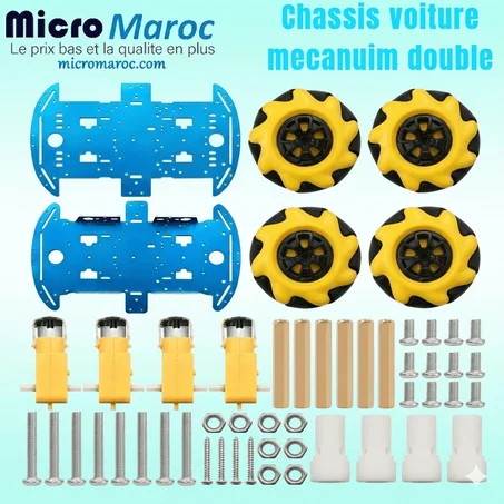 Châssis Voiture Robot 4WD Mecanum aluminium